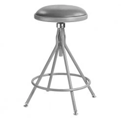 24 -30 in. Height Adjustable Grey Backless Heavy Duty Metal Vinyl Padded Swivel Stool by National Public Seating