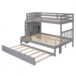 Treva Gray Twin over Twin/Full Bunk Bed with Twin Size Trundle and Drawers by Qualfurn -Greenington Shop gray qualfurn bunk beds ble000025e c3 1000