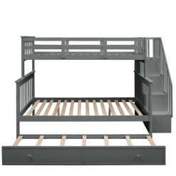 Jeniffer Gray Twin over Full Bunk Bed with Twin size Trundle by Qualfurn -Greenington Shop gray qualfurn bunk beds ble000119e 4f 1000