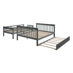 Jeniffer Gray Twin over Full Bunk Bed with Twin size Trundle by Qualfurn -Greenington Shop gray qualfurn bunk beds ble000119e 66 1000