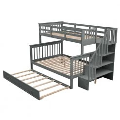 Jeniffer Gray Twin over Full Bunk Bed with Twin size Trundle by Qualfurn -Greenington Shop gray qualfurn bunk beds ble000119e c3 1000