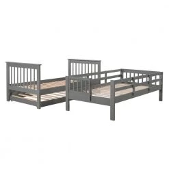 Gray Stairway Twin Over Twin Bunk Bed with Twin Size Trundle by Qualfurn -Greenington Shop gray qualfurn bunk beds btle000209e 1f 1000