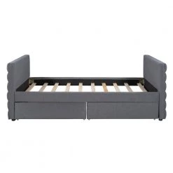 Gray Twin Modern Linen Upholstered Daybed with 2-Drawers by Qualfurn -Greenington Shop gray qualfurn daybeds bwm000502e 44 1000