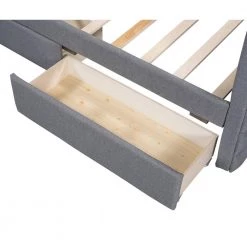 Gray Twin Modern Linen Upholstered Daybed with 2-Drawers by Qualfurn -Greenington Shop gray qualfurn daybeds bwm000502e 66 1000