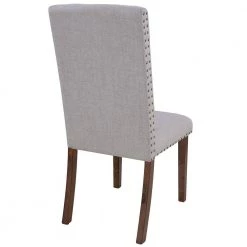Gray Upholstered Dining Side Chair with Copper Nails (Set of 2) by Qualfurn -Greenington Shop gray qualfurn dining chairs dof199451e 44 1000