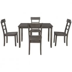 5-Piece Rectangle Wood Top Gray Dining Table Set by Qualfurn -Greenington Shop gray qualfurn dining room sets dtm000015e c3 1000