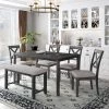 6-Piece Wood Top Gray Dining Table Set with 4 Dining Chairs by Qualfurn -Greenington Shop gray qualfurn dining room sets dtm000061e 64 1000