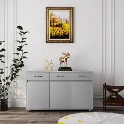 52.4 in. Gray Rectangle Wood Side Table with Three Drawers and Shelves by Qualfurn -Greenington Shop gray qualfurn end side tables sw282s00002 31 1000