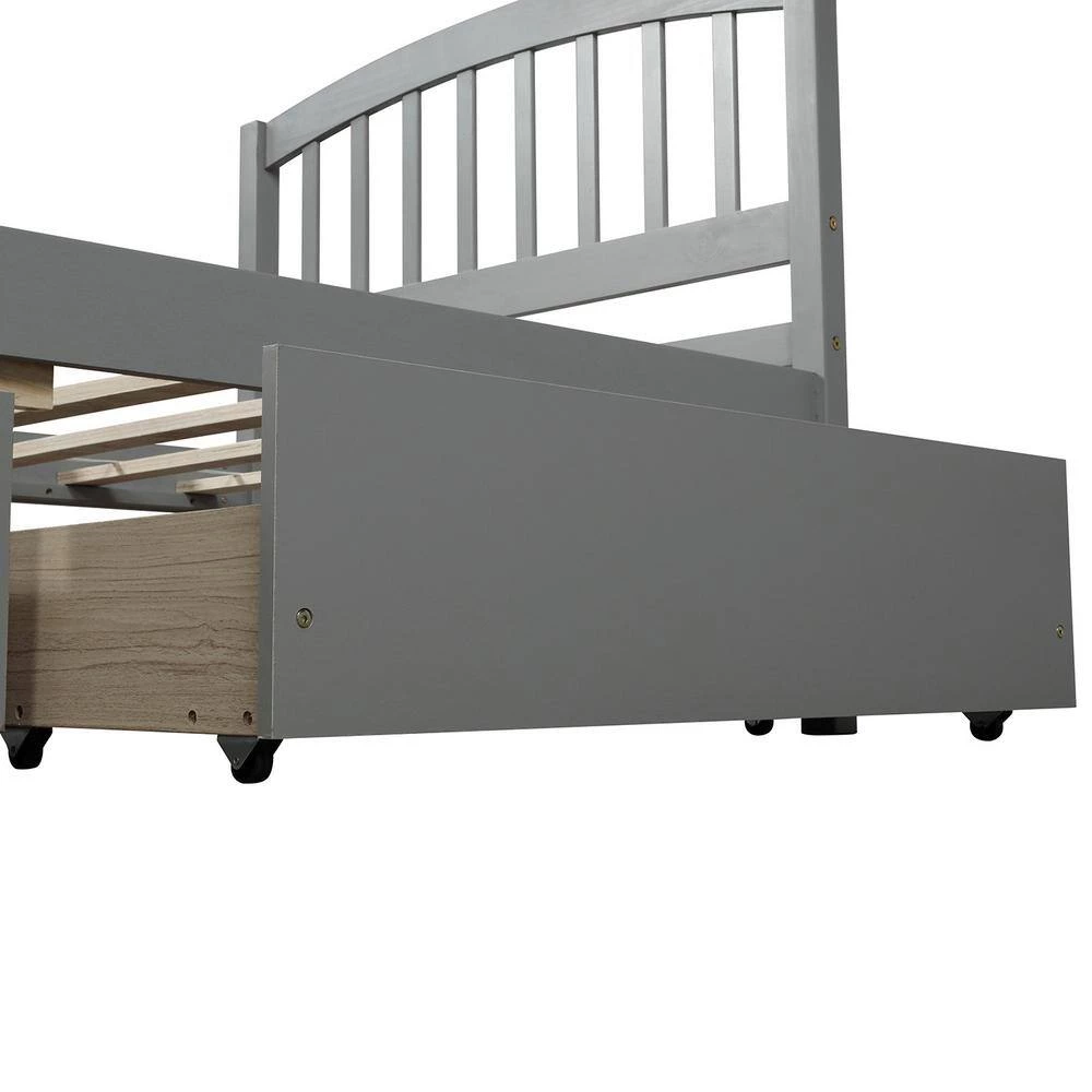Gray Wood Frame Twin Platform Bed with Two Drawers and Headboard by VERYKE 6 Gray Wood Frame Twin Platform Bed with Two Drawers and Headboard by VERYKE - Image 4