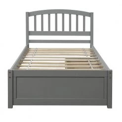 Gray Wood Frame Twin Platform Bed with Two Drawers and Headboard by VERYKE 18 Gray Wood Frame Twin Platform Bed with Two Drawers and Headboard by VERYKE -Greenington Shop gray veryke platform beds db wf194279aae 76 1000