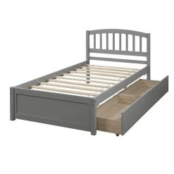 Gray Wood Frame Twin Platform Bed with Two Drawers and Headboard by VERYKE 17 Gray Wood Frame Twin Platform Bed with Two Drawers and Headboard by VERYKE -Greenington Shop gray veryke platform beds db wf194279aae fa 1000