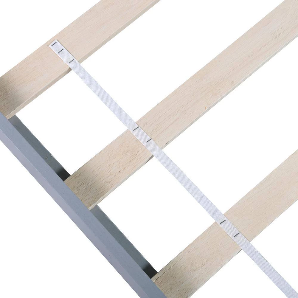 Gray Wood Frame Twin Platform Bed with Headboard by VERYKE 6 Gray Wood Frame Twin Platform Bed with Headboard by VERYKE - Image 4