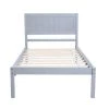 Gray Wood Frame Twin Platform Bed with Headboard by VERYKE -Greenington Shop gray veryke platform beds db wf195378aae 64 1000