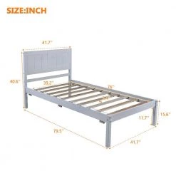 Gray Wood Frame Twin Platform Bed with Headboard by VERYKE 17 Gray Wood Frame Twin Platform Bed with Headboard by VERYKE -Greenington Shop gray veryke platform beds db wf195378aae fa 1000