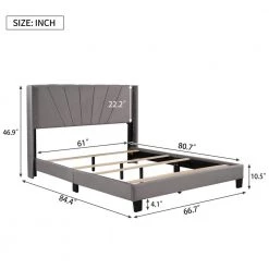 Gray Wood Frame Queen Size Velvet Upholstered Platform Bed by VERYKE 16 Gray Wood Frame Queen Size Velvet Upholstered Platform Bed by VERYKE -Greenington Shop gray veryke platform beds db wf212844aae 44 1000