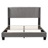 Gray Wood Frame Queen Size Velvet Upholstered Platform Bed by VERYKE