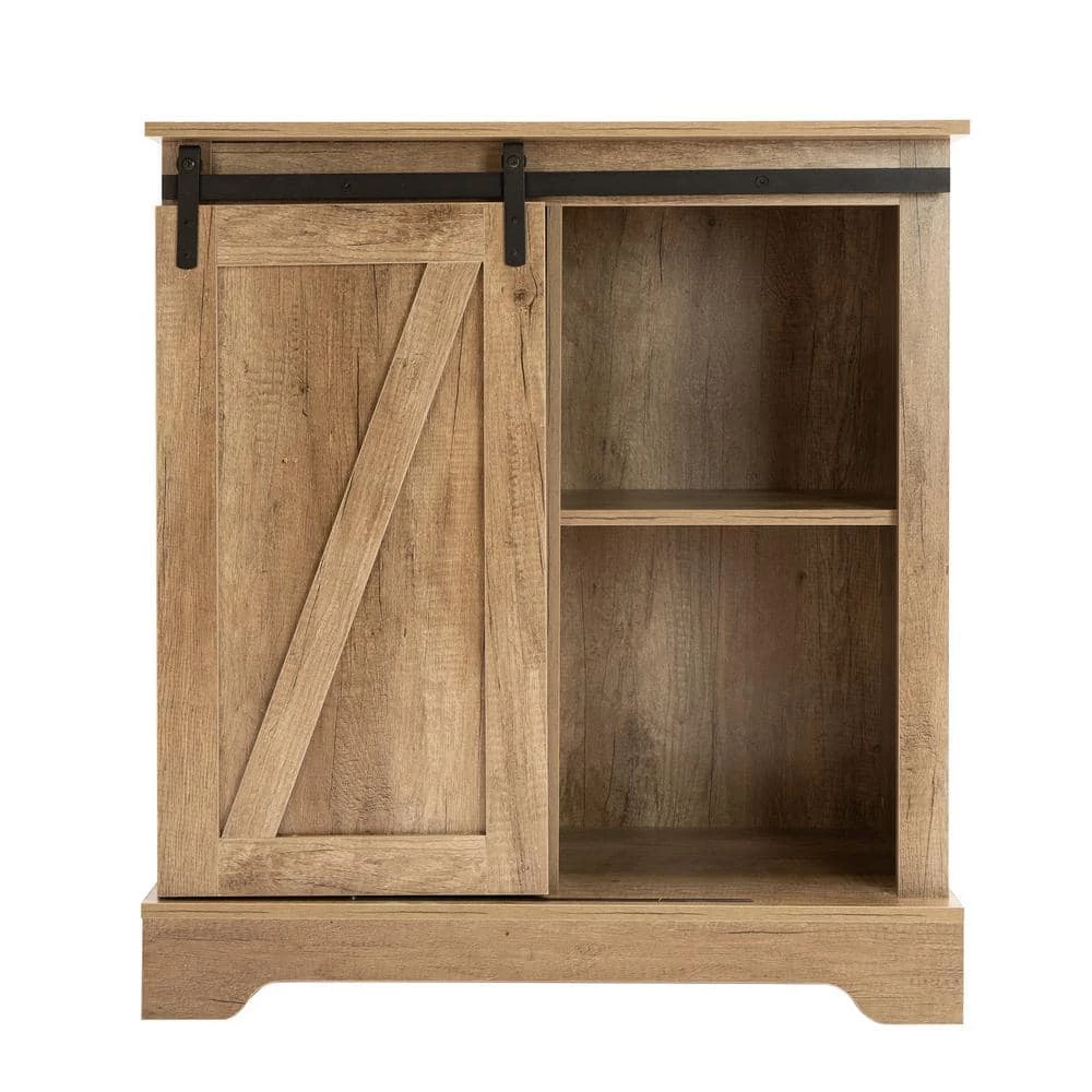 Gray Wash Modern Farmhouse Storage Cabinet Coffee Bar Cabinet Floor Buffet Sideboard with Sliding Barn Door by VERYKE 3 Gray Wash Modern Farmhouse Storage Cabinet Coffee Bar Cabinet Floor Buffet Sideboard with Sliding Barn Door by VERYKE