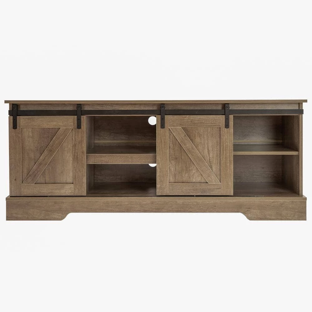 57.87 in. Gray Wash Farmhouse TV Stand Media Center with Sliding Barn Doors and Storage Cabinets Fits TV's up to 72 in. by VERYKE 3 57.87 in. Gray Wash Farmhouse TV Stand Media Center with Sliding Barn Doors and Storage Cabinets Fits TV's up to 72 in. by VERYKE