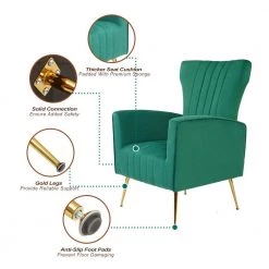 Green Velvet Upholstered Accent Chair by VERYKE -Greenington Shop green veryke accent chairs db w109542820 1f 1000