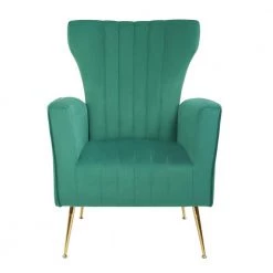 Green Velvet Upholstered Accent Chair by VERYKE