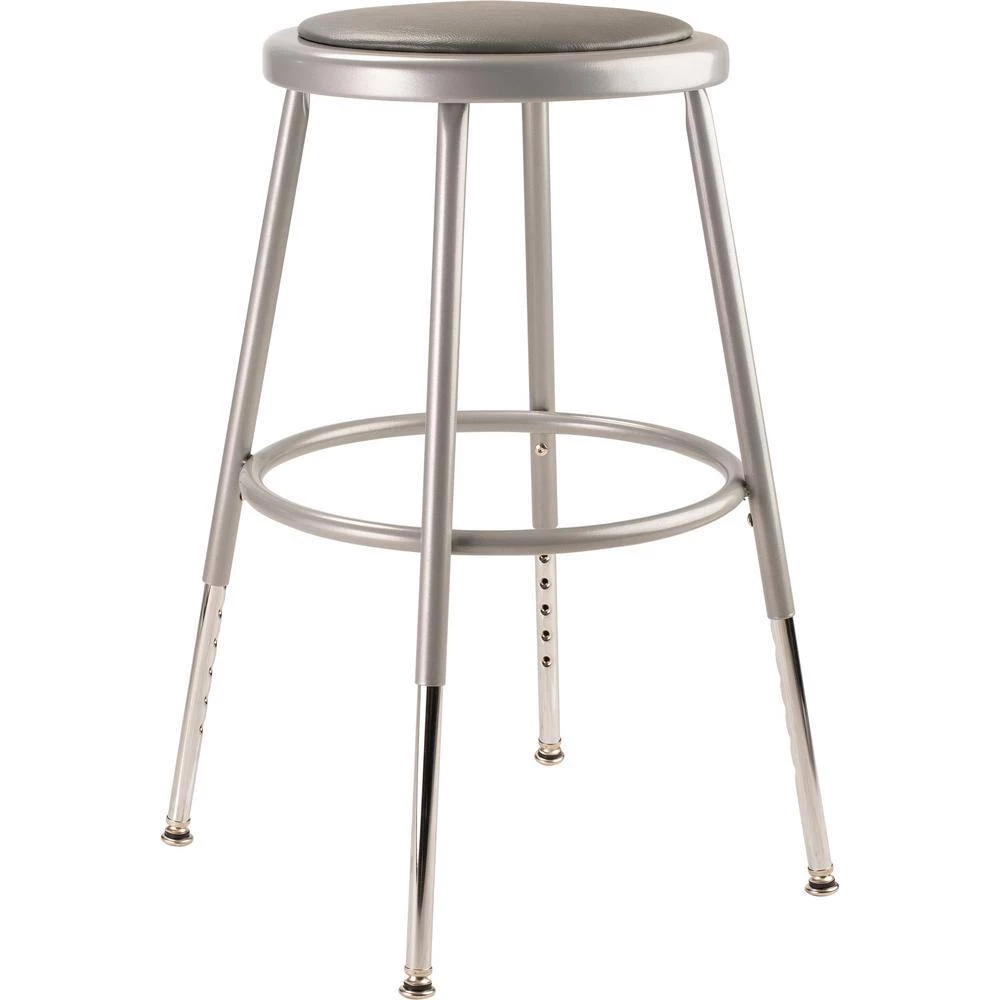 19 in. - 27 in. Height Adjustable Grey Heavy Duty Vinyl Padded Steel Stool (2-Pack) by National Public Seating 4 19 in. - 27 in. Height Adjustable Grey Heavy Duty Vinyl Padded Steel Stool (2-Pack) by National Public Seating - Image 2