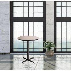 36 in. Round Composite Wood Cafe Table, 42 in. Height, Grey Nebula Laminate Top and Black X-Base by National Public Seating -Greenington Shop grey nebula national public seating kitchen dining tables ct13636xbpbtmgy 31 1000