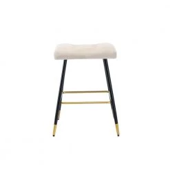 26.34 in. Ivory Backless Metal Frame Bar Stools Footrest Counter Height Dining Chairs with Foam Seat by VERYKE