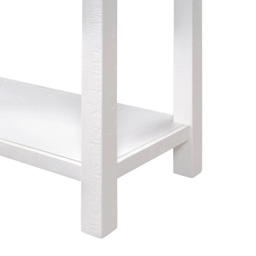 Rustic 59 in. Rectangle Ivory White Wood Console Table with Drawers by Qualfurn 6 Rustic 59 in. Rectangle Ivory White Wood Console Table with Drawers by Qualfurn - Image 4