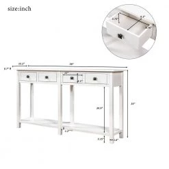 Rustic 59 in. Rectangle Ivory White Wood Console Table with Drawers by Qualfurn 20 Rustic 59 in. Rectangle Ivory White Wood Console Table with Drawers by Qualfurn -Greenington Shop ivory white qualfurn console tables ctm192012k 76 1000