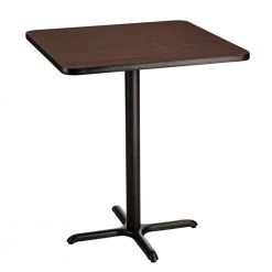 36-inch Square Composite Wood Cafe Table, 42-in Height, Mahogany Laminate Top and Black X Base by National Public Seating