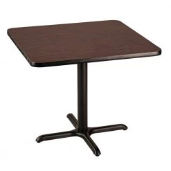 36 in. Square Composite Wood Cafe Table, 30 in. Height, Mahogany Laminate Top and Black X-Base by National Public Seating -Greenington Shop mahogany national public seating kitchen dining tables ct33636xdpbtmmy c3 1000