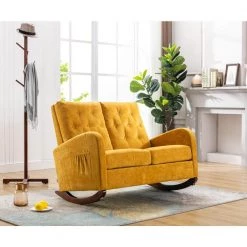Mustard Polyester Living Room Comfortable Rocking Sofa Living Room Sofa by VERYKE -Greenington Shop mustard veryke rockers gliders ottomans db w39540395 fa 1000