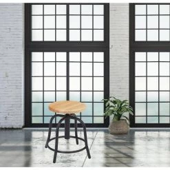 18 in. to 25 in. Height Wood Seat and Black Frame Adjustable Swivel Stool by National Public Seating -Greenington Shop natural black national public seating bar stools 6800w 10 31 1000