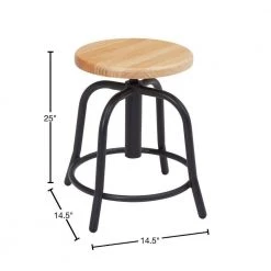 18 in. to 25 in. Height Wood Seat and Black Frame Adjustable Swivel Stool by National Public Seating -Greenington Shop natural black national public seating bar stools 6800w 10 40 1000