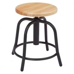 Greenington Shop 48 18 in. to 25 in. Height Wood Seat and Black Frame Adjustable Swivel Stool by National Public Seating