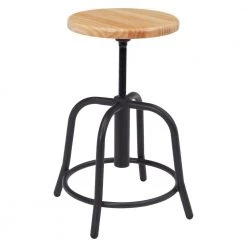 18 in. to 25 in. Height Wood Seat and Black Frame Adjustable Swivel Stool by National Public Seating -Greenington Shop natural black national public seating bar stools 6800w 10 c3 1000