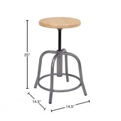 18 in. to 25 in. Height Wood Seat and Grey Frame Adjustable Swivel Stool by National Public Seating -Greenington Shop natural grey national public seating bar stools 6800w 02 40 1000