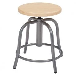 Greenington Shop 50 18 in. to 25 in. Height Wood Seat and Grey Frame Adjustable Swivel Stool by National Public Seating