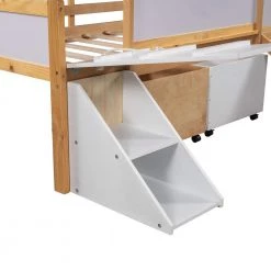 Natural Twin Size Low Loft Bed Wooden Bed with 2-Storage Boxes by Qualfurn -Greenington Shop natural qualfurn loft beds ble000175d fa 1000