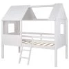 White Twin Size Low Loft Bed House Bed with 2-Side Windows by Qualfurn 2 White Twin Size Low Loft Bed House Bed with 2-Side Windows by Qualfurn -Greenington Shop normal white qualfurn loft beds ble000037f 64 1000