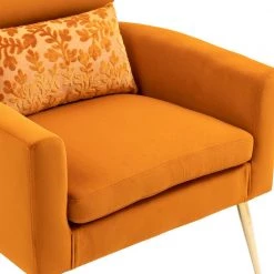Orange Accent Chair Lounge Chair Leisure Single Chair with Golden Feet by VERYKE -Greenington Shop orange veryke accent chairs yb w39541030 1f 1000