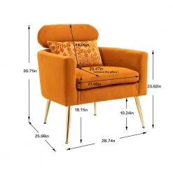 Orange Accent Chair Lounge Chair Leisure Single Chair with Golden Feet by VERYKE -Greenington Shop orange veryke accent chairs yb w39541030 4f 1000