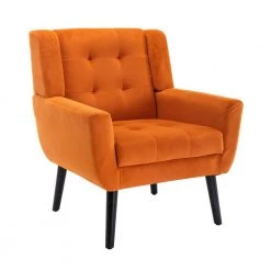 Orange Velvet Upholstered Accent Chair Sofa Chair Bedroom Chair Home Chair with Legs by VERYKE -Greenington Shop orange veryke accent chairs yb w67634088 31 1000