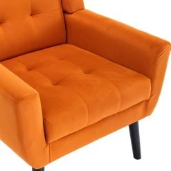 Orange Velvet Upholstered Accent Chair Sofa Chair Bedroom Chair Home Chair with Legs by VERYKE -Greenington Shop orange veryke accent chairs yb w67634088 44 1000