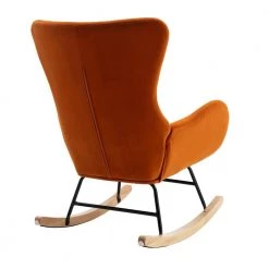 Orange Velvet Fabric Padded Seat Rocking Chair Tubchair Aarmchair with High Backrest and Armrests by VERYKE -Greenington Shop orange veryke accent chairs yb w67640670 1f 1000