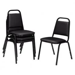 9100 Series Panther Black Vinyl Upholstered Banquet Chair (4-Pack) by National Public Seating