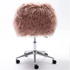 Cami Pink Modern Faux Fur Home office Chair by Qualfurn -Greenington Shop pink qualfurn task chairs cw21222750 1f 1000