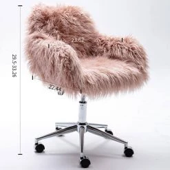 Cami Pink Modern Faux Fur Home office Chair by Qualfurn -Greenington Shop pink qualfurn task chairs cw21222750 76 1000
