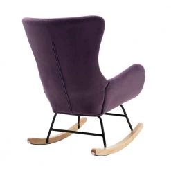 Purple Velvet Fabric Padded Seat Rocking Chair Aarmchair with High Backrest and Armrests by VERYKE -Greenington Shop purple veryke accent chairs yb w67640677 1f 1000