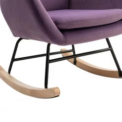 Purple Velvet Fabric Padded Seat Rocking Chair Aarmchair with High Backrest and Armrests by VERYKE -Greenington Shop purple veryke accent chairs yb w67640677 76 1000